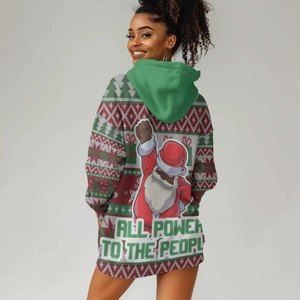 Black Santa Fist Christmas Africa Hoodie Dress All Power to the People DT03