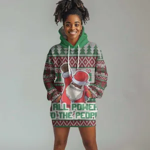 Black Santa Fist Christmas Africa Hoodie Dress All Power to the People DT03