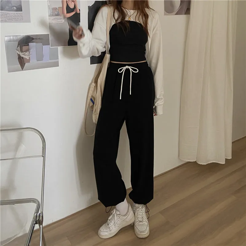 Black Solid High Waist Jogger