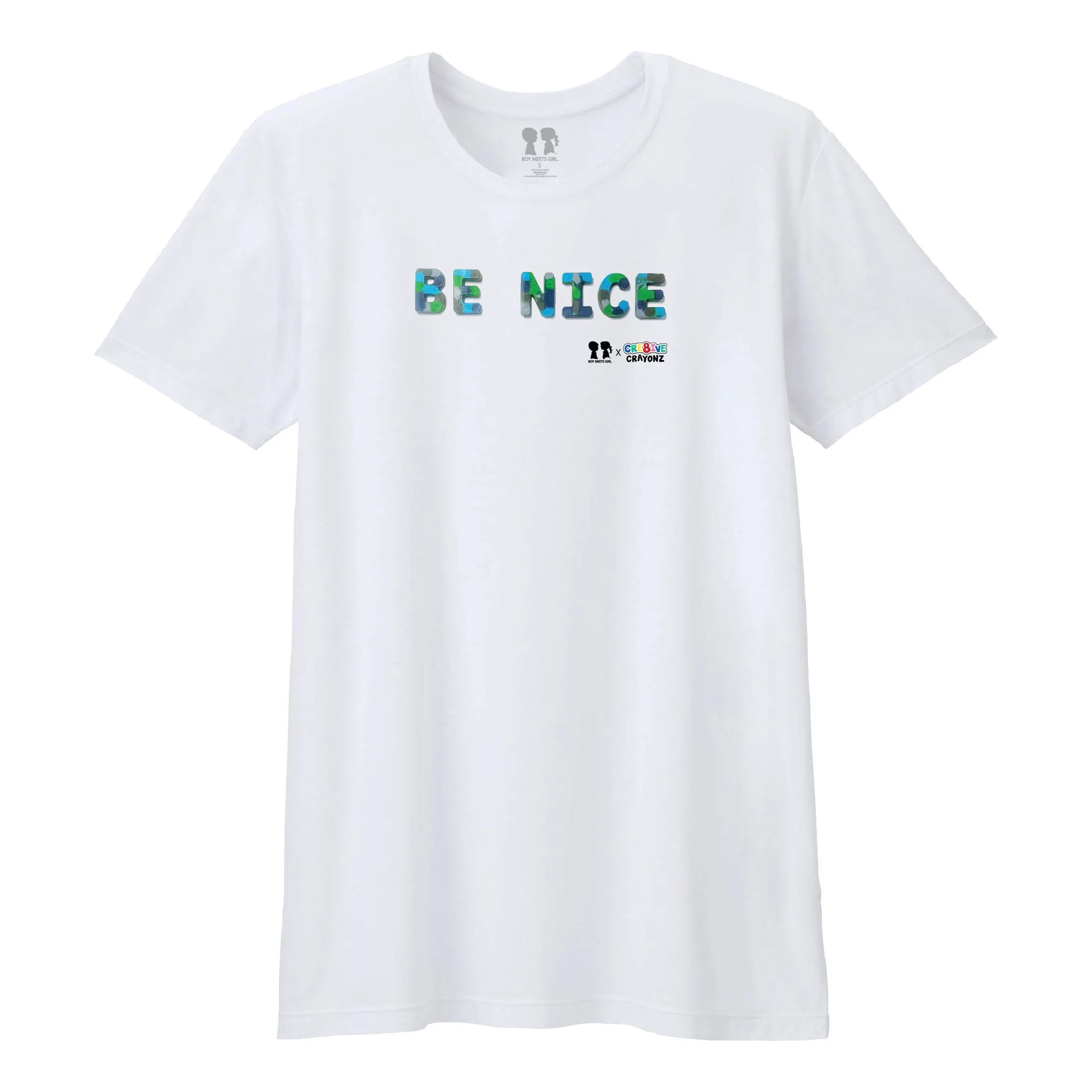 BOY MEETS GIRL® x Cre8ive Crayonz White BE NICE Adults & Kids Unisex T-Shirt