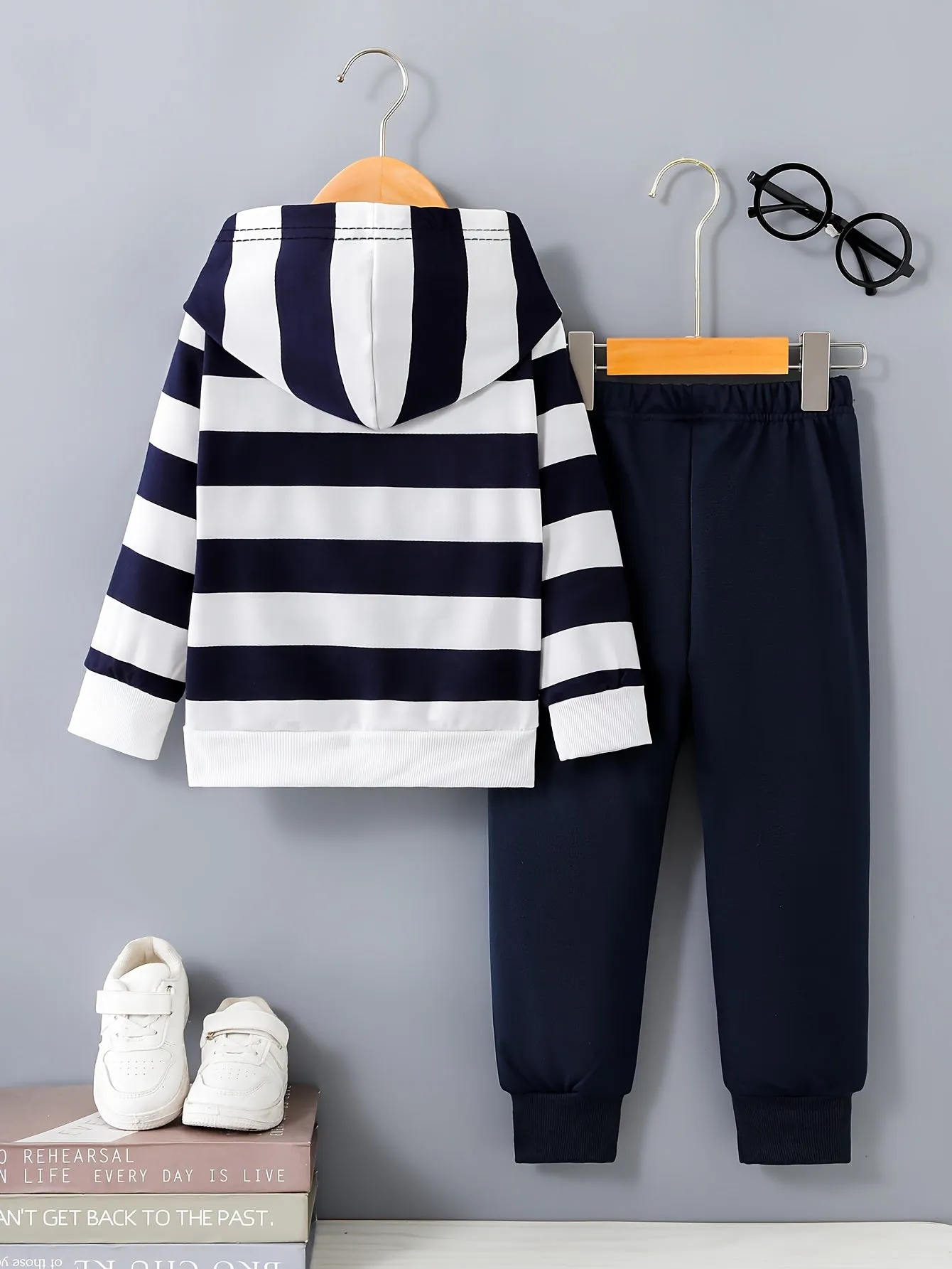 Boy's Set, Striped Long Sleeve Hoodie And Joggers FS
