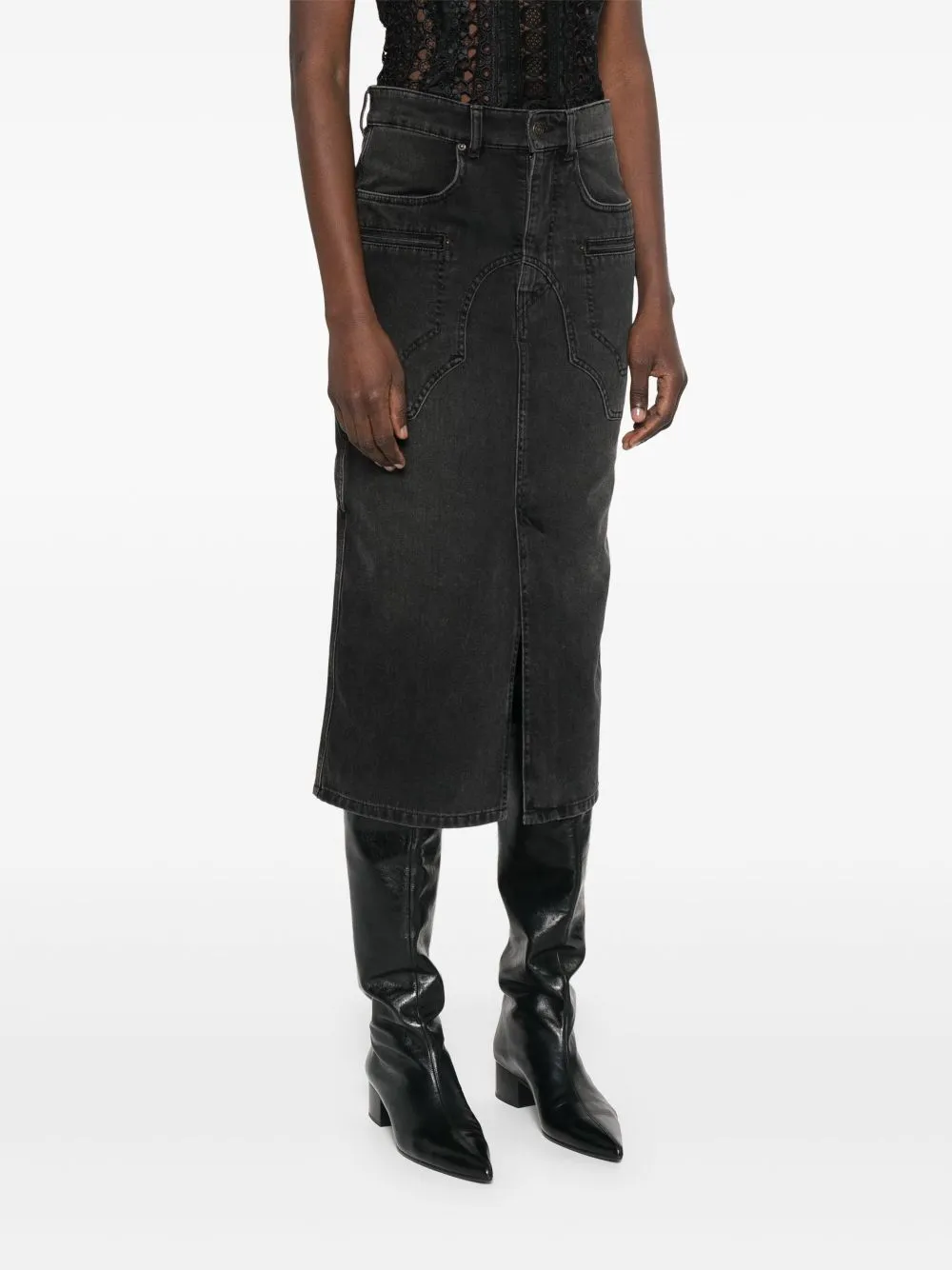 Britt denim midi skirt