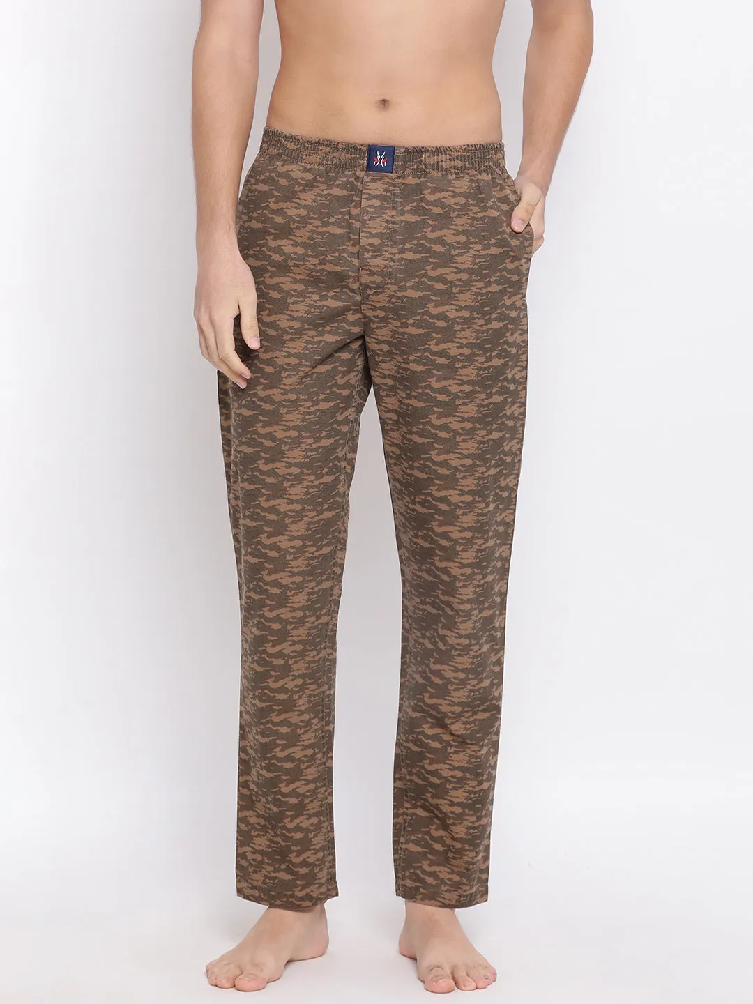 Brown Printed Slim fit Lounge Pants