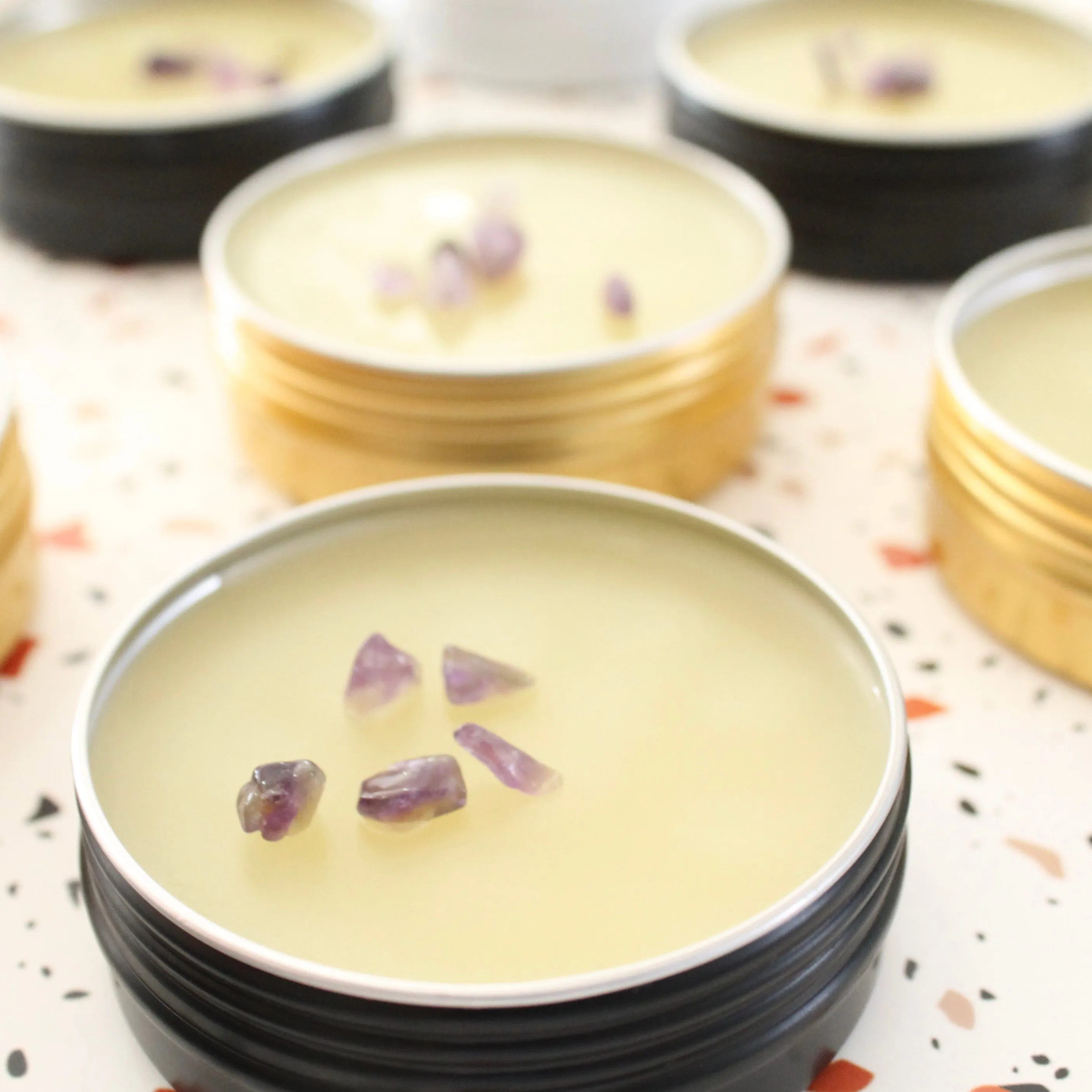 CALM BALM Aromatherapy To Go. All Natural. Lavender. Ylang Ylang. Amethyst. 2 oz Tin.