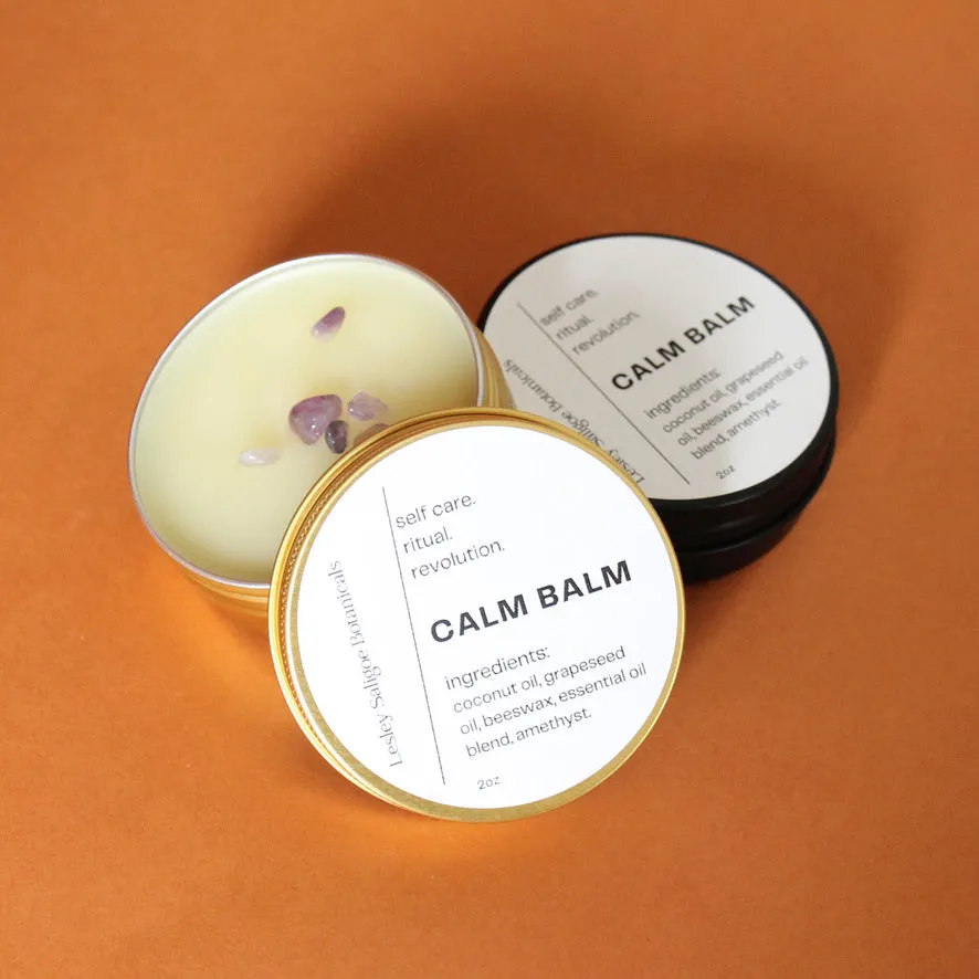 CALM BALM Aromatherapy To Go. All Natural. Lavender. Ylang Ylang. Amethyst. 2 oz Tin.