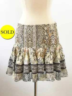 Camilla Shirred Floral Print Mini Skirt Size M