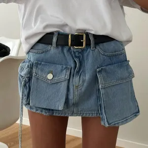 Cargo Babe Denim Mini Skirt