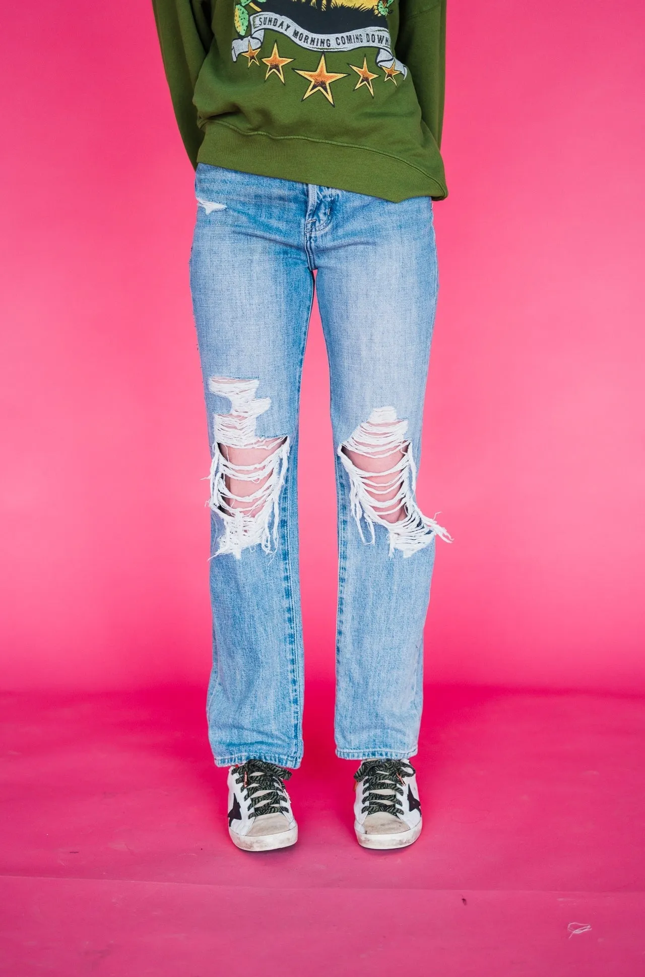 Cassie Super High Rise Straight Jean - Lucca Distressed