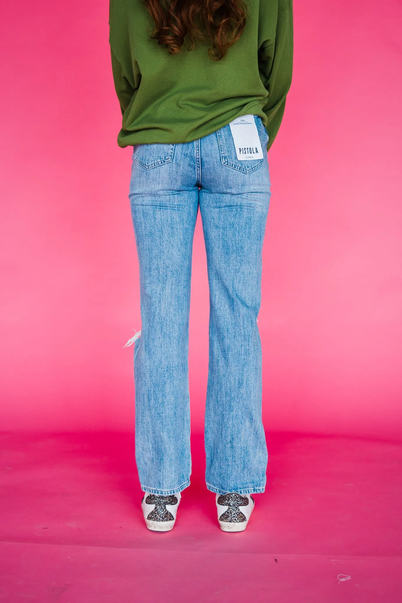 Cassie Super High Rise Straight Jean - Lucca Distressed