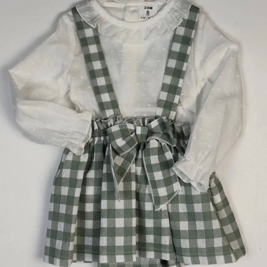 Ceyber Green Check Skirt Set