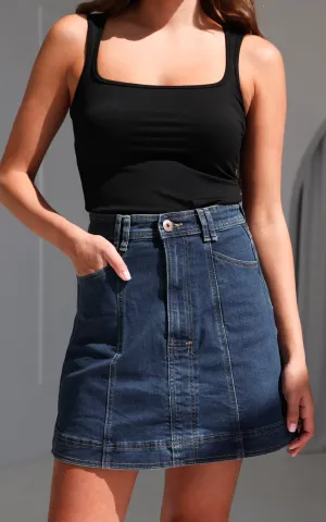 Charleston Denim Mini Skirt - Dark Blue