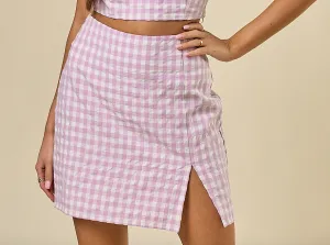 Check Pattern Smocking Mini Skirt