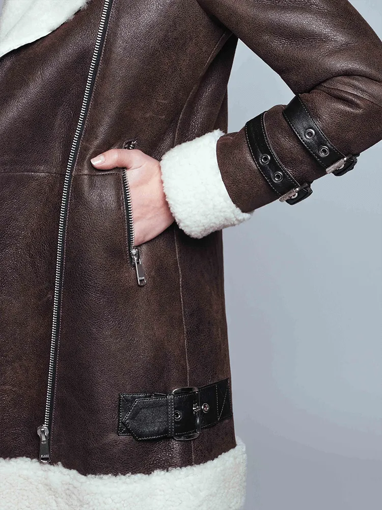 Chloe Brown Shearling Leather Jacket
