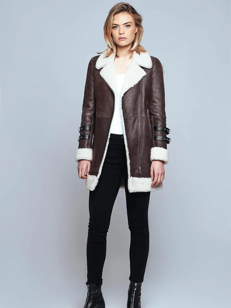 Chloe Brown Shearling Leather Jacket