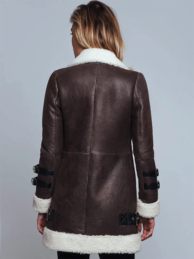 Chloe Brown Shearling Leather Jacket