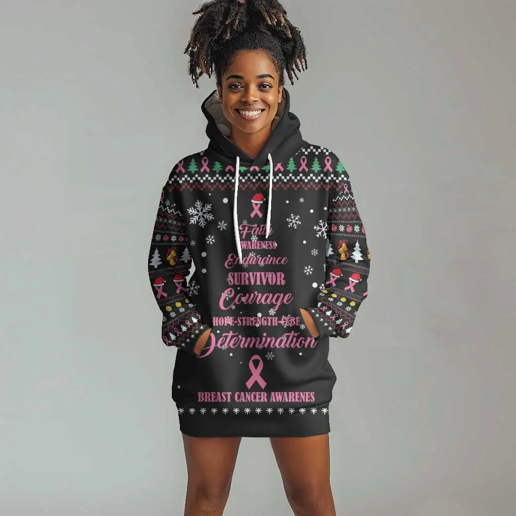 Christmas Tree Breast Cancer Afro Hoodie Dress Survivor African DT03