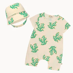 Cockle & Chill Set - Coral Shortie & Sunhat Set