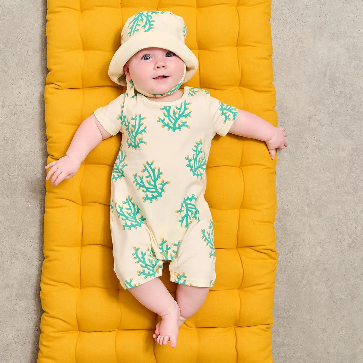 Cockle & Chill Set - Coral Shortie & Sunhat Set
