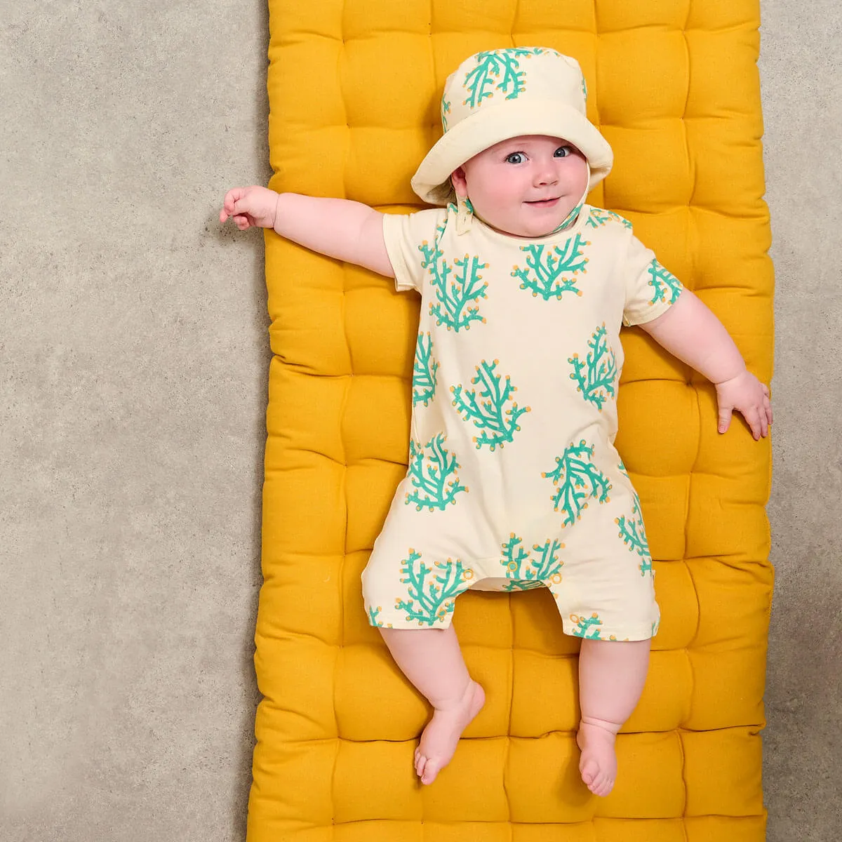 Cockle & Chill Set - Coral Shortie & Sunhat Set