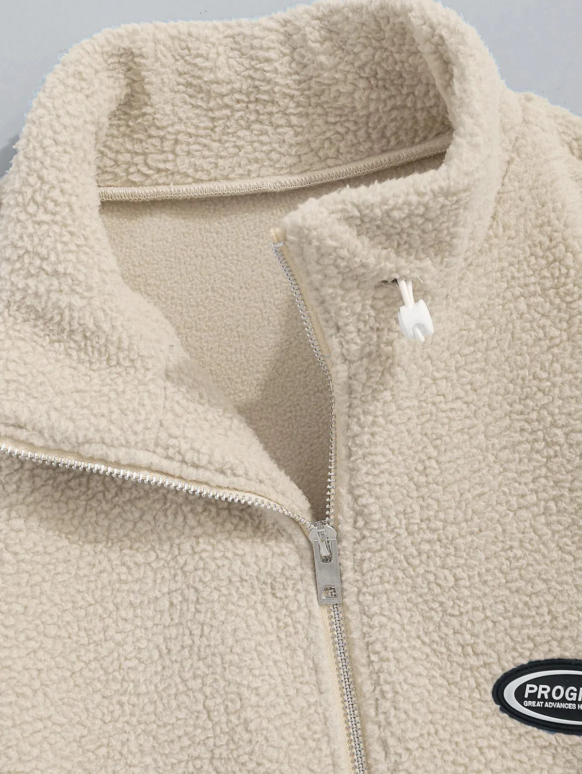 Color Block Fluffy Fleece Jacket