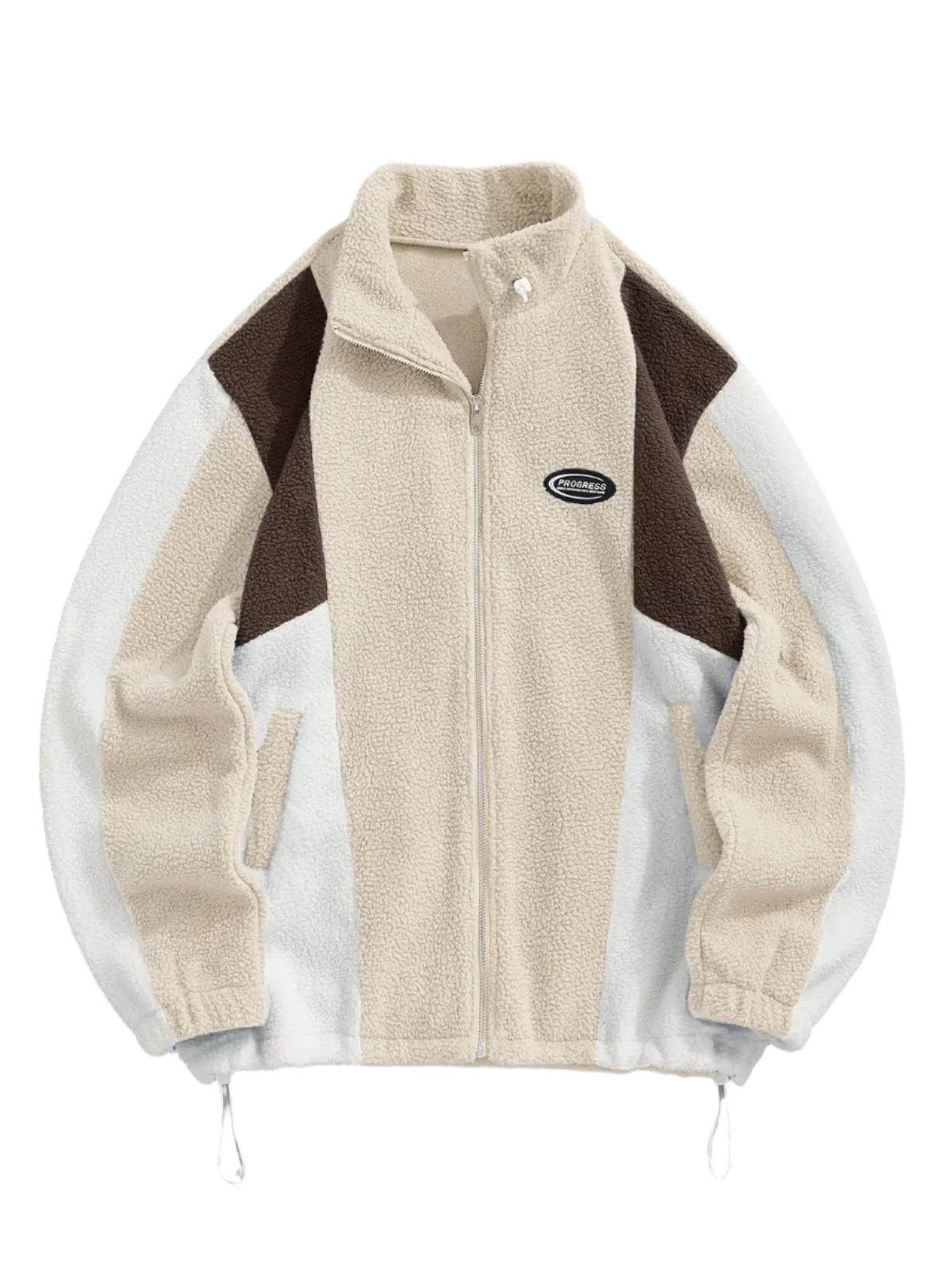 Color Block Fluffy Fleece Jacket