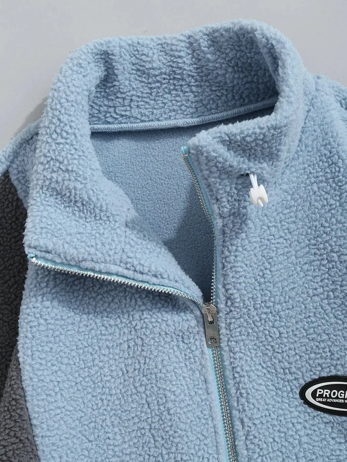 Color Block Fluffy Fleece Jacket