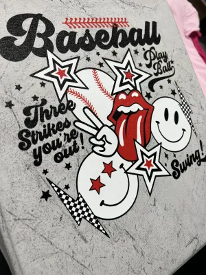 Comfort Colors Color Blast Baseball Three Strikes You're Out Tee/ Adult Tees / Vintage Inspired Tee