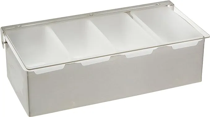 Condiment Holder with Stainless Steel Base - 4 or 6 Compartments - CDP-4 or CDP-6 - Winco