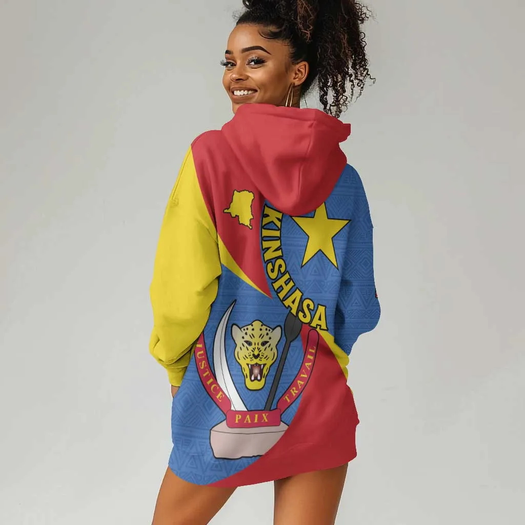 Congo-Kinshasa Independence Day Hoodie Dress Coat Of Arms - African Pattern LT15