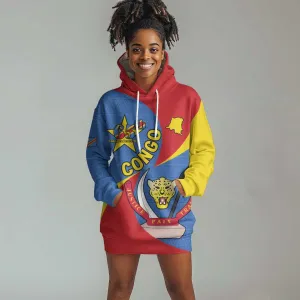 Congo-Kinshasa Independence Day Hoodie Dress Coat Of Arms - African Pattern LT15