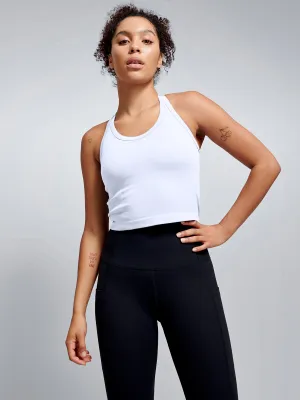 CROPPED MUSCLE TANK (RECYCLED) White