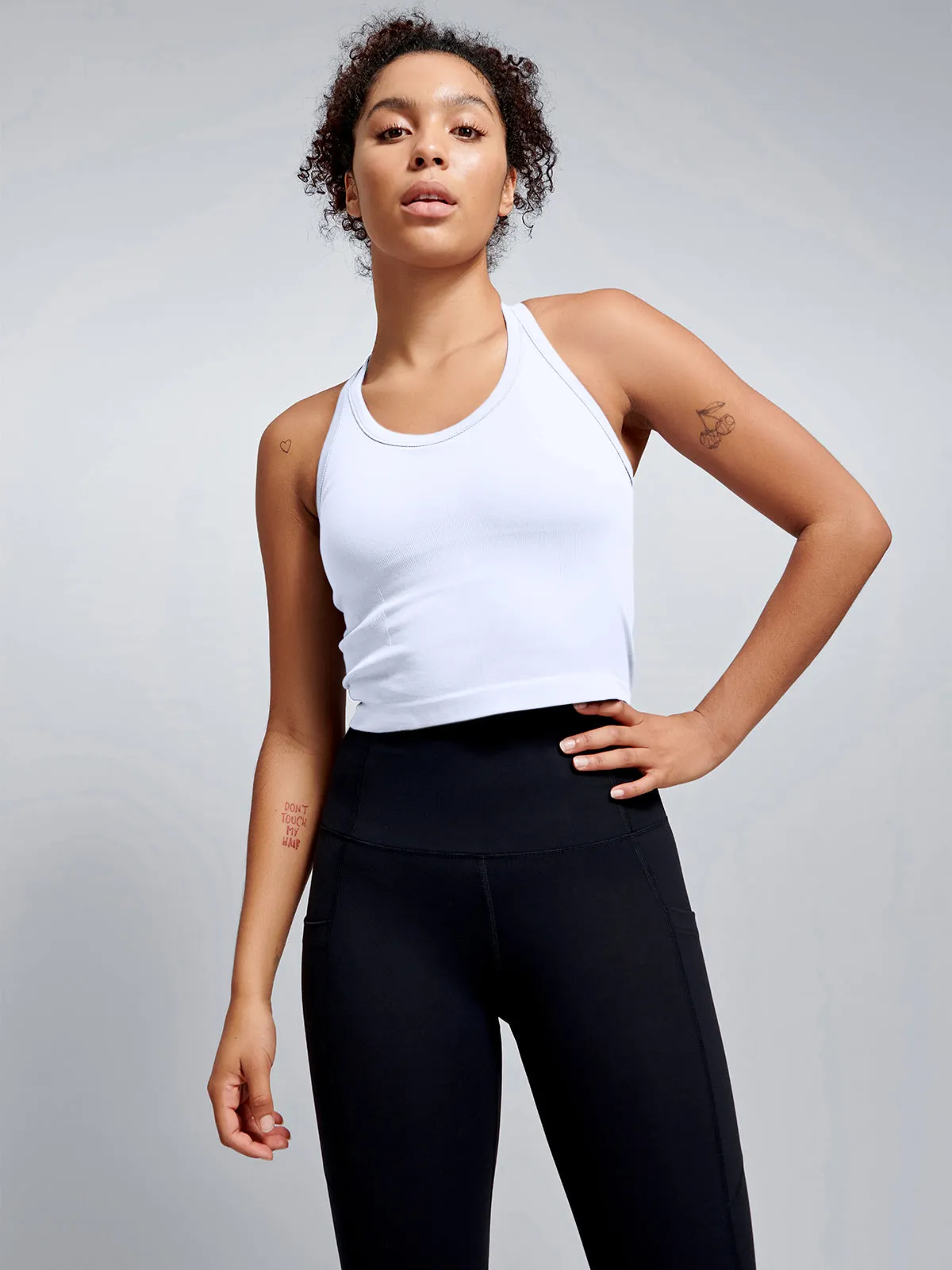 CROPPED MUSCLE TANK (RECYCLED) White