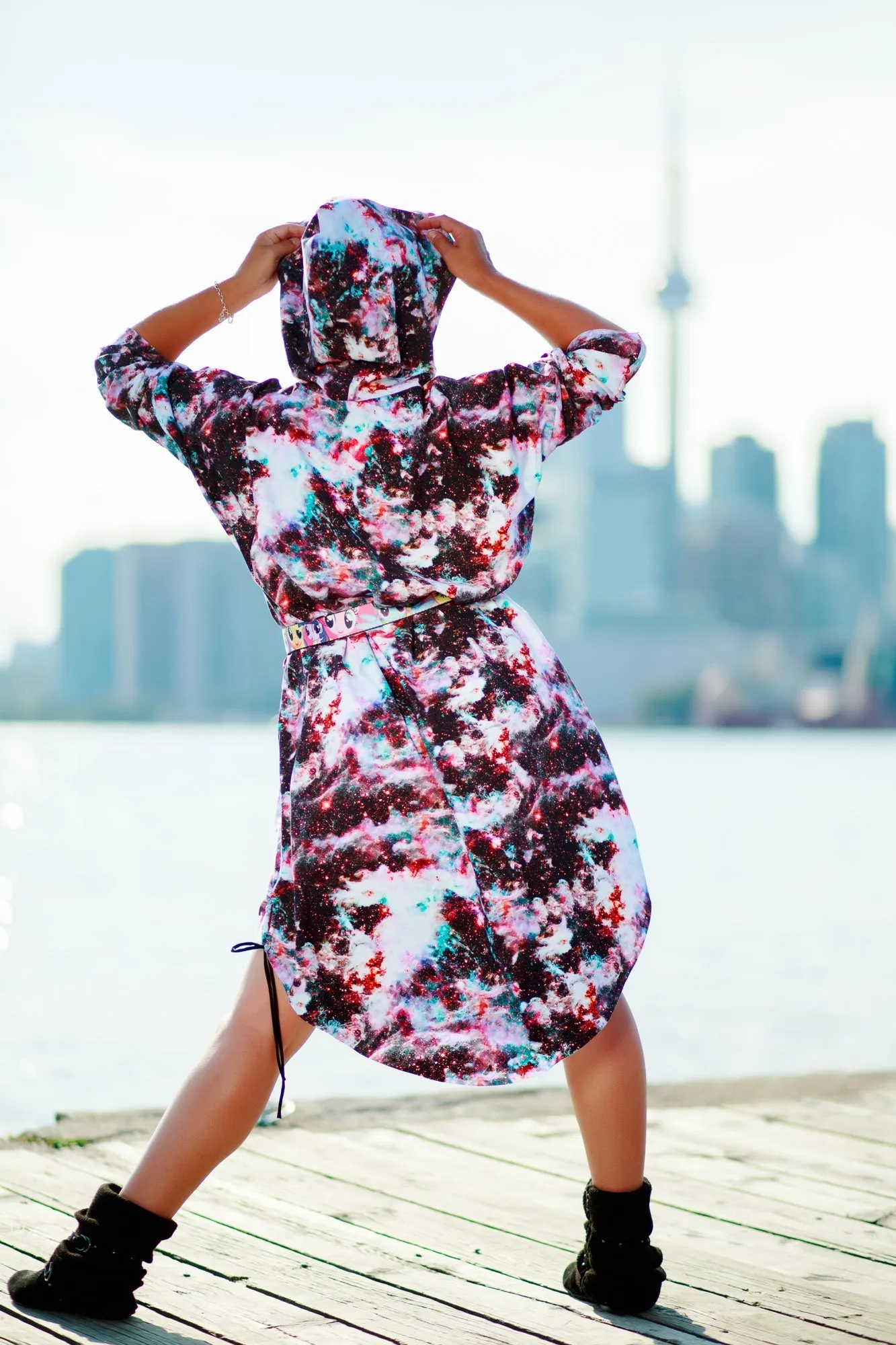 Cuddle Puddle Galaxy Sweater Dress-Pink