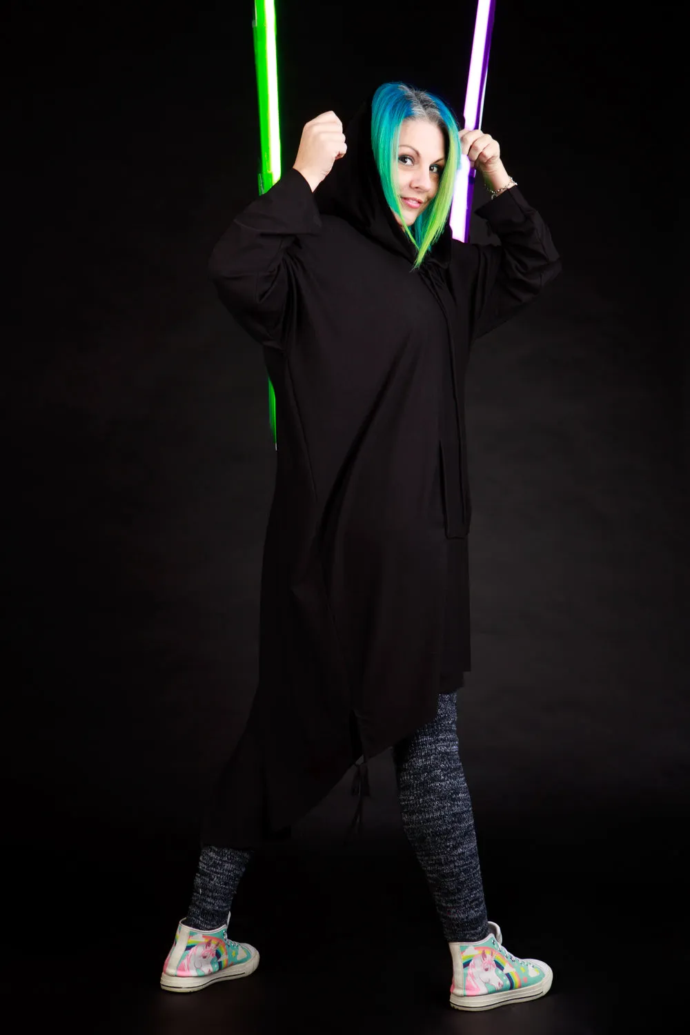 Cuddle Puddle Sweater Dress-Black