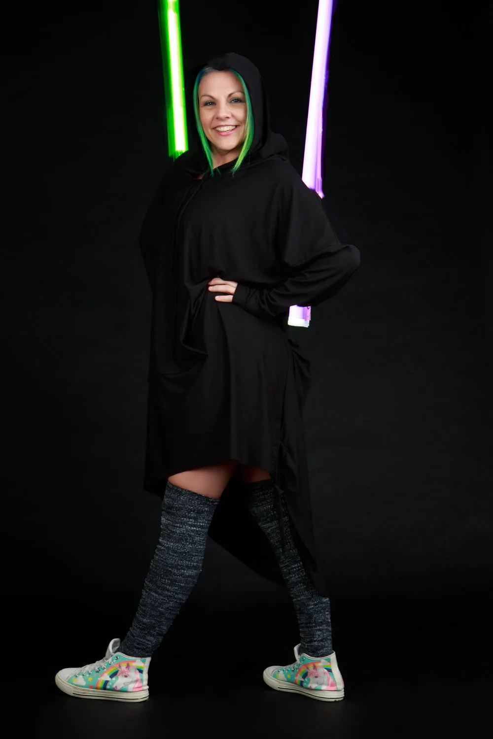 Cuddle Puddle Sweater Dress-Black