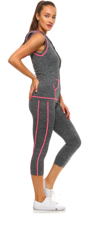 Curveologist- On The Go 2 Piece Zip Up Vest Yoga Set
