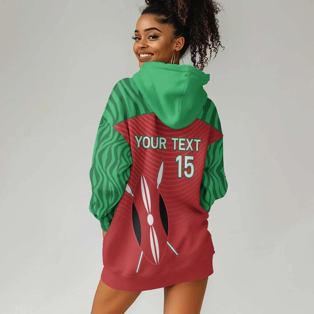 Custom Afro Athletics Kenya Hoodie Dress Kenyan Runner - Maasai Shield LT15
