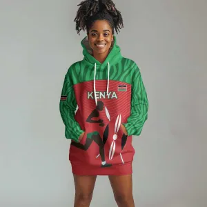 Custom Afro Athletics Kenya Hoodie Dress Kenyan Runner - Maasai Shield LT15