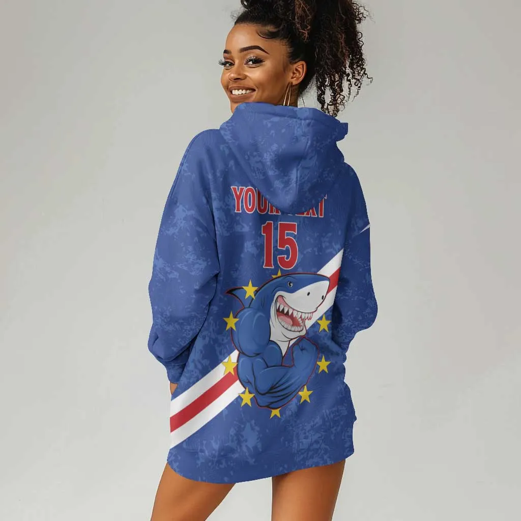 Custom Cabo Verde Football Hoodie Dress Go Tubaroes Azuis LT15