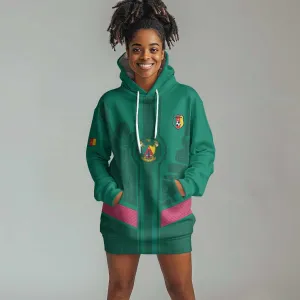 Custom Cameroun Football Hoodie Dress Allez les Lions LT15