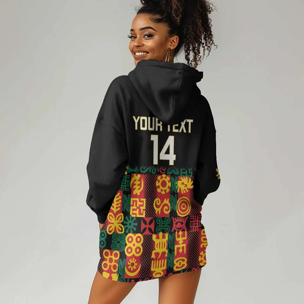 Custom Ghana Black Stars Hoodie Dress Adinkra Pattern - Football Style LT14