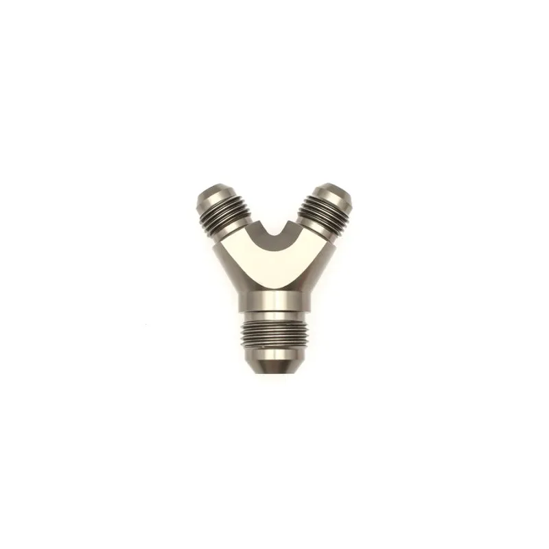 DeatschWerks 6AN Male Flare   6AN Male Flare to 8AN Male Flare Y Block Fitting