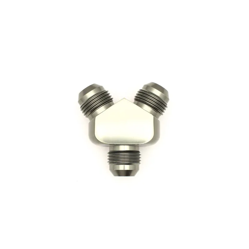 DeatschWerks 8AN Male Flare   8AN Male Flare To 8AN Male Flare Y-Block Fitting