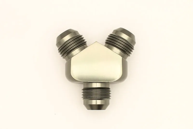 DeatschWerks 8AN Male Flare   8AN Male Flare To 8AN Male Flare Y-Block Fitting