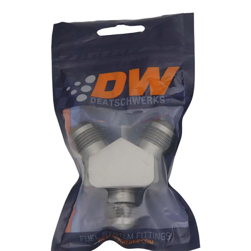 DeatschWerks 8AN Male Flare   8AN Male Flare To 8AN Male Flare Y-Block Fitting