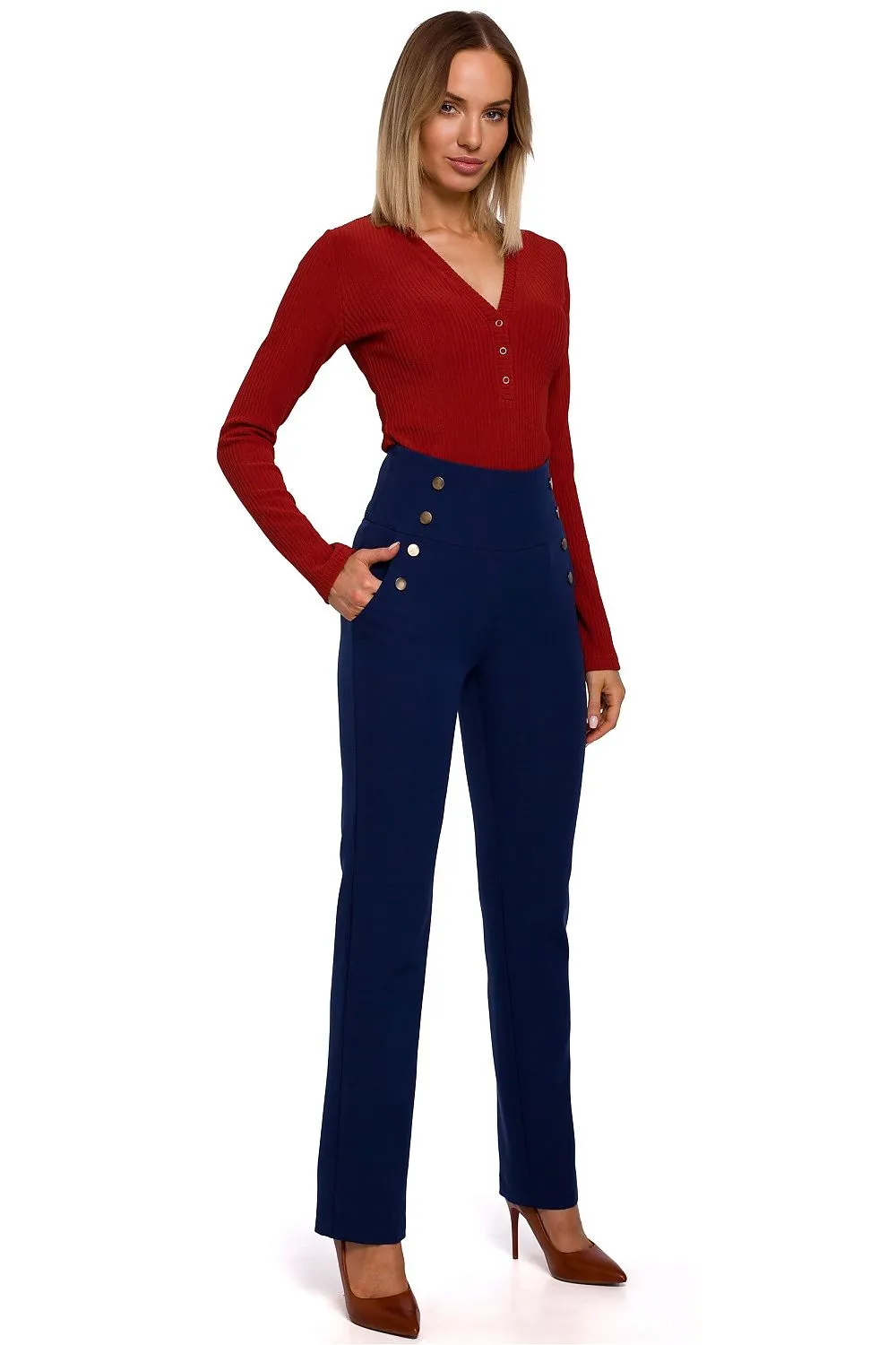Decorative Pocket Slim-Fit Trousers