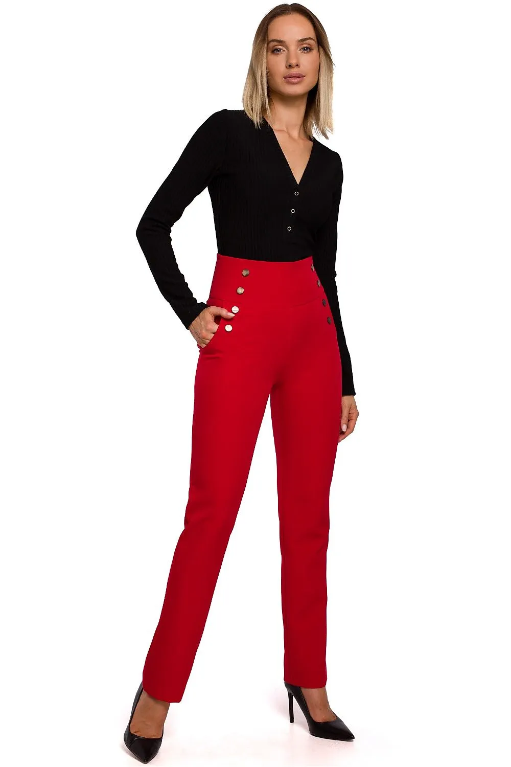 Decorative Pocket Slim-Fit Trousers