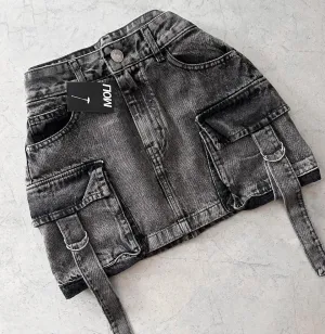 Demin Cargo Mini Skirt