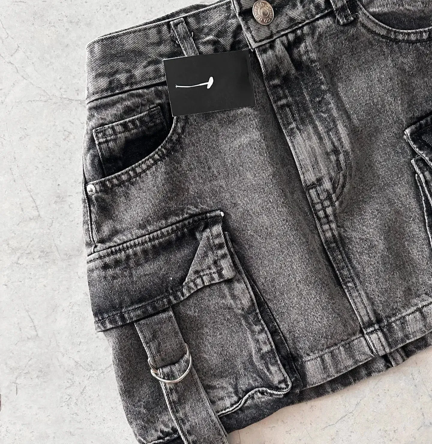 Demin Cargo Mini Skirt