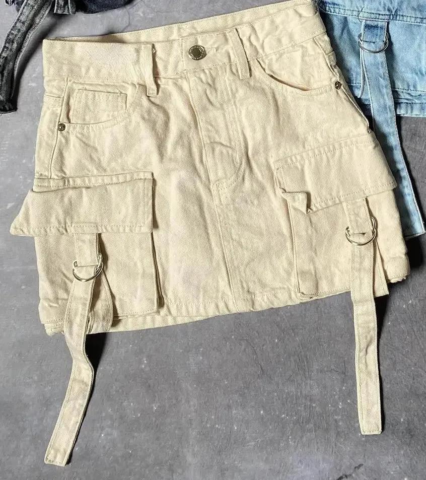 Demin Cargo Mini Skirt